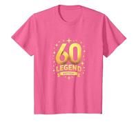 Regalo de celebración de Leyenda de 60 cumpleaños para la Edad de hitos Camiseta, Niños, Rosa Jaspeado, 8 años