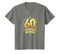 Regalo de celebración de Leyenda de 60 cumpleaños para la Edad de hitos Camiseta, Niños, Verde Militar Jaspeado, 8 años