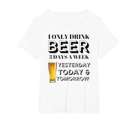 Regalo de Cerveza para él - Solo Bebo Cerveza 3 días a la Semana Camiseta, Mujer Tallas Grandes, Blanco, 6XL Grande