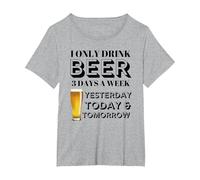 Regalo de Cerveza para él - Solo Bebo Cerveza 3 días a la Semana Camiseta, Mujer Tallas Grandes, Gris Jaspeado, 1XL Grande