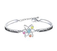 Regalo de Ciencia Atómica: Pulsera Química 'Piensa Como un Protón y Permanece Positivo' - Joyería para Científicos, Físicos, Químicos, Profesores Graduados - S, Cobre