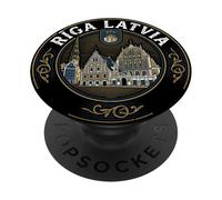 Regalo de Ciudad de Recuerdo de Viaje de Riga Letonia PopSockets PopGrip Adhesivo