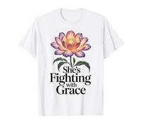 Regalo de concientización sobre el cáncer de Mama Fighting with Grace para Mujeres Camiseta