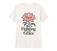 Regalo de concientización sobre el cáncer de Mama Fighting with Grace para Mujeres Camiseta Premium