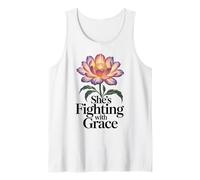 Regalo de concientización sobre el cáncer de Mama Fighting with Grace para Mujeres Camiseta sin Mangas