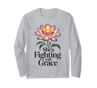 Regalo de concientización sobre el cáncer de Mama Fighting with Grace para Mujeres Manga Larga
