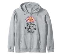 Regalo de concientización sobre el cáncer de Mama Fighting with Grace para Mujeres Sudadera con Capucha