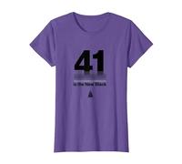 Regalo de cumpleaños: 41 is The New Black Funny Age Humor Camiseta, Mujer, Morado Jaspeado, M