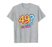Regalo de cumpleaños: 49? I'm Just Getting Started - Neon Vibes Camiseta, Hombre, Gris Jaspeado, 6XL