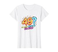 Regalo de cumpleaños: 49? I'm Just Getting Started - Neon Vibes Camiseta, Mujer, Blanco, L