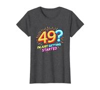 Regalo de cumpleaños: 49? I'm Just Getting Started - Neon Vibes Camiseta, Mujer, Jaspeado Oscuro, XL