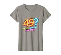 Regalo de cumpleaños: 49? I'm Just Getting Started - Neon Vibes Camiseta, Mujer, Pizarra, XXL