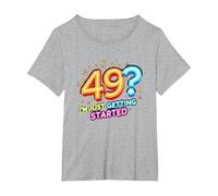 Regalo de cumpleaños: 49? I'm Just Getting Started - Neon Vibes Camiseta, Mujer Tallas Grandes, Gris Jaspeado, 4XL Grande