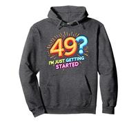 Regalo de cumpleaños: 49? I'm Just Getting Started - Neon Vibes Sudadera con Capucha, Unisex para Adultos, Jaspeado Oscuro, L