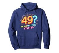 Regalo de cumpleaños: 49? I'm Just Getting Started - Neon Vibes Sudadera con Capucha, Unisex para Adultos, Azul Marino, S