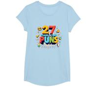 Regalo de cumpleaños: celebración de Humor de 27 años de Malos Juegos de Palabras Camiseta, Niñas, Azul Bebé, Pequeña