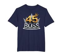 Regalo de cumpleaños: Corona de Aniversario de 45 años de ser un Jefe Camiseta, Hombre Tallas Grandes, Azul Marino, 2X Alto