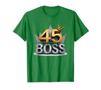 Regalo de cumpleaños: Corona de Aniversario de 45 años de ser un Jefe Camiseta, Hombre, Verde Kelly, L