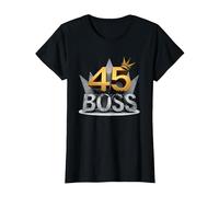 Regalo de cumpleaños: Corona de Aniversario de 45 años de ser un Jefe Camiseta, Mujer, Negro, M