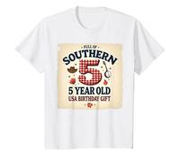 Regalo de cumpleaños de 5 y Lleno de Encanto sureño de EE. UU Camiseta, Niños, Blanco, 2 años