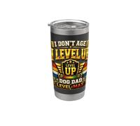 Regalo de cumpleaños divertido para papá con texto en inglés "I Don't Age I Level Up Dog Vaso térmico de acero inoxidable de doble pared