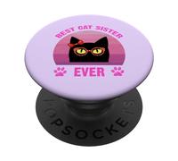 Regalo de cumpleaños Genial para Hermana, Amante de los Gatos, la Mejor Hermana del Gato PopSockets PopGrip Adhesivo