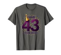 Regalo de cumpleaños: I Make 43 Look Good Funny Age Celebration Camiseta, Hombre, Asfalto, XXL