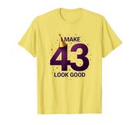 Regalo de cumpleaños: I Make 43 Look Good Funny Age Celebration Camiseta, Hombre, Limón, S