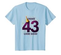 Regalo de cumpleaños: I Make 43 Look Good Funny Age Celebration Camiseta, Niños, Azul Bebé, 4 años