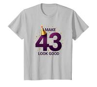 Regalo de cumpleaños: I Make 43 Look Good Funny Age Celebration Camiseta, Niños, Plata, 3 años