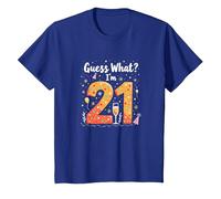 Regalo de cumpleaños número 21: ¿Adivina qué? Soy 21 Celebración Camiseta, Niños, Azul Real, 10 años