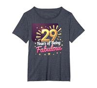 Regalo de cumpleaños número 29: Celebración de años fabulosos Camiseta, Mujer Tallas Grandes, Azul Jaspeado, 6XL Grande