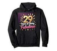 Regalo de cumpleaños número 29: Celebración de años fabulosos Sudadera con Capucha, Unisex para Adultos, Negro, L