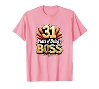 Regalo de cumpleaños número 31: Celebración de años de ser un Jefe Camiseta, Hombre, Rosado, S