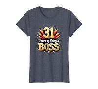 Regalo de cumpleaños número 31: Celebración de años de ser un Jefe Camiseta, Mujer, Azul Jaspeado, XL
