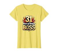 Regalo de cumpleaños número 31: Celebración de años de ser un Jefe Camiseta, Mujer, Limón, L