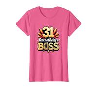 Regalo de cumpleaños número 31: Celebración de años de ser un Jefe Camiseta, Mujer, Rosa Jaspeado, S