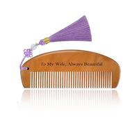 Regalo de cumpleaños para esposa, regalo de Navidad de parte del marido, romántico tallado para mi esposa, peine de madera con borla, para esposa, aniversario, regalos de boda para esposa
