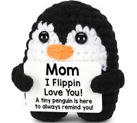 Regalo de cumpleaños para mamá de pingüino de ganchillo, bonito regalo hecho a mano de hija o hijo, divertida sorpresa del día de la madre, ideas de Navidad para mamá