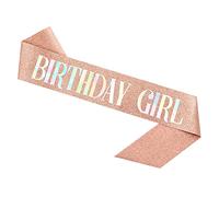 Regalo de cumpleaños para niña, banda de cumpleaños con purpurina de oro rosa para mujer, banda de feliz cumpleaños para dulces 16, 18, 21, 25, 30, 40, 50 o cualquier otra fiesta de cumpleaños