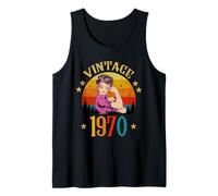 Regalo de cumpleaños Vintage de 1970 para Mujer, Divertido Regalo de 56 años Camiseta sin Mangas