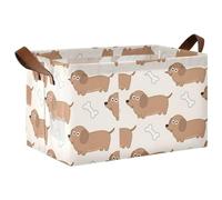Regalo de decoración lindo perro salchicha, cajas de almacenamiento grandes y simples cestas de almacenamiento de tela con asas, libro y ropa, sala de estar para organizar estantes, ropa, hogar