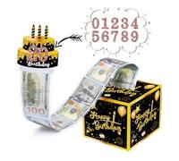 Regalo de dinero Happy Birthday Caja de regalo DIY Cumpleaños Embalaje Regalo Dinero Caja Rompecabezas Caja Embalaje para Amigos Niños y Adultos Dinero Rollo Caja Sorpresa CV001