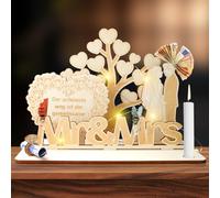 Regalo de dinero para boda, decoración de madera con árbol de corazón y LED, regalo creativo de boda para novios, embalaje de dinero para el día de la boda - la forma más hermosa es la común (DIY)