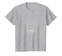 Regalo de Estrella de la astrología del Zodiaco Celestial de la Temporada Virgo Camiseta, Niños, Gris Jaspeado, 6 años