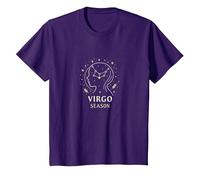 Regalo de Estrella de la astrología del Zodiaco Celestial de la Temporada Virgo Camiseta, Niños, Morado, 8 años
