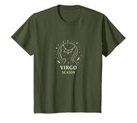 Regalo de Estrella de la astrología del Zodiaco Celestial de la Temporada Virgo Camiseta, Niños, Verde Oliva, 2 años