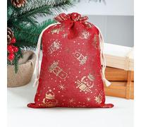 Regalo de fiesta de Navidad con cuerdas, bolsa de cordón de Navidad bronceada con Papá Noel, muñeco de nieve, alce, patrones de calcetines, bolsa de almacenamiento y decoración de regalos festivos