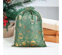 Regalo de fiesta de Navidad con cuerdas, bolsa de cordón de Navidad bronceada con Papá Noel, muñeco de nieve, alce, patrones de calcetines, bolsa de almacenamiento y decoración de regalos festivos