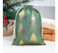 Regalo de fiesta de Navidad con cuerdas, bolsa de cordón de Navidad bronceada con Papá Noel, muñeco de nieve, alce, patrones de calcetines, bolsa de almacenamiento y decoración de regalos festivos